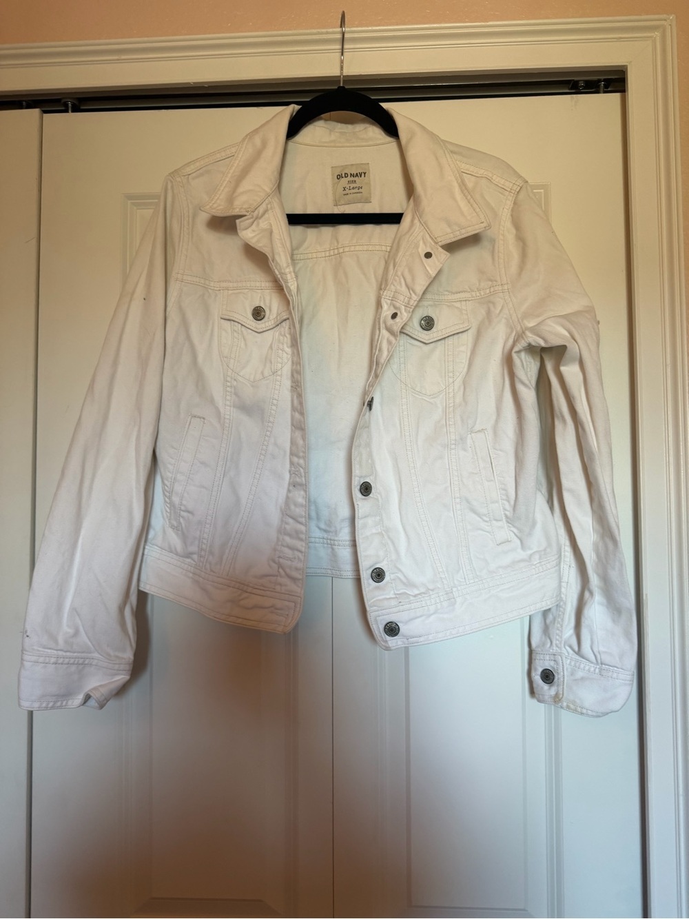 Old Navy Women's White Jean Jacket - Button Front Denim